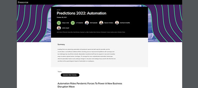 Artículo: Forrester: Predictions 2022- Automation Imagen